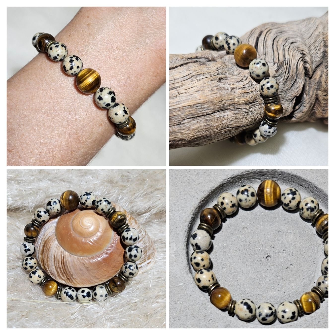 Bracciali & Braccialetti: Dalmatiner-Jaspis Armk. - Spendenaktion – Nuovo (secondo la descrizione) da Unterkulm venduto da Nachtigall