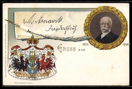 Litho Portrait von Bismarck in vergoldet