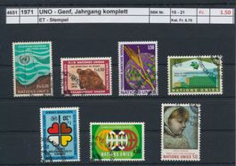 1971 UNO - Genf, Jahrgang komplett, ET - Stempel