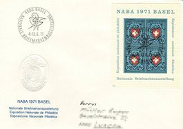 FDC Schweiz 1971 - NABA Basel Block - Briefmarkenausstellung