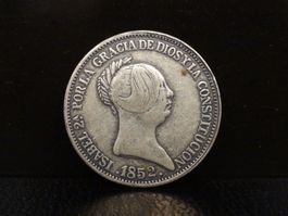 REPLIKA einer antiken Silbermünze  20 REALES 1852 ESPANA