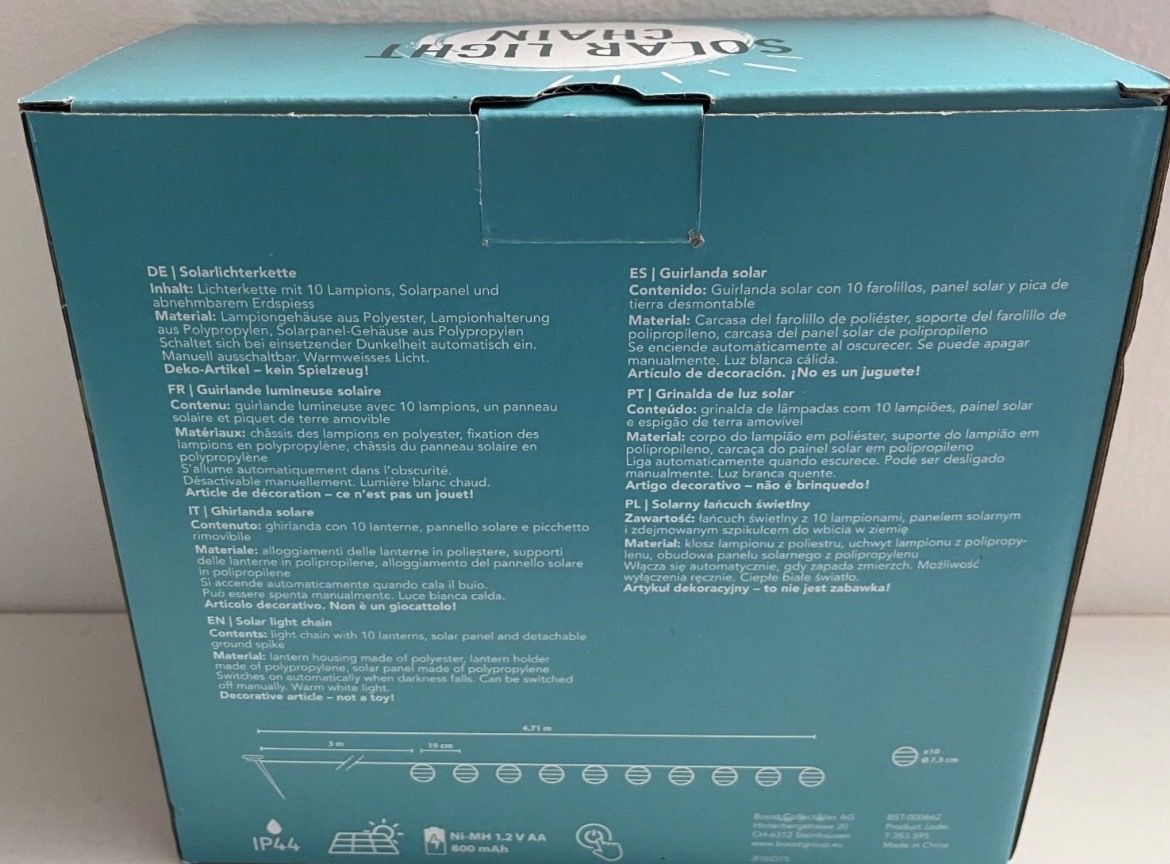 Ghirlande e barre luminose: Solar Lichterkette  – Nuovo e nell'imballaggio originale da Bonstetten venduto da Dargslan 1