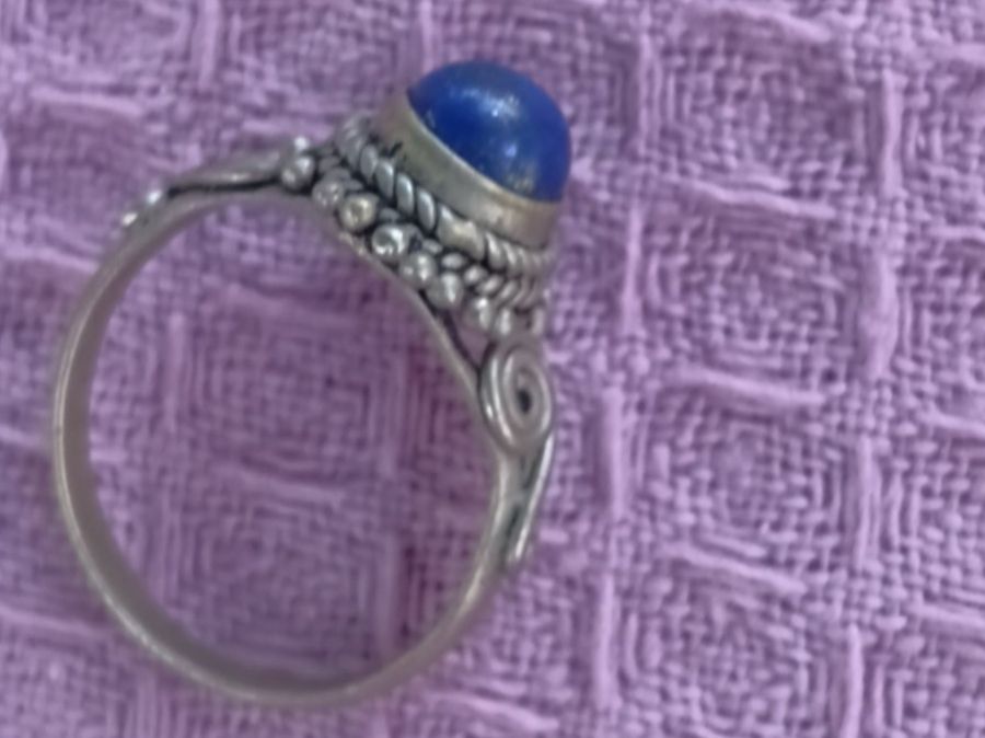 Anelli: Vintage Silber Ring mit Lapislazuli, Gr.16-17 S, Indien – Usato da Münchenbuchsee venduto da babilibern 5