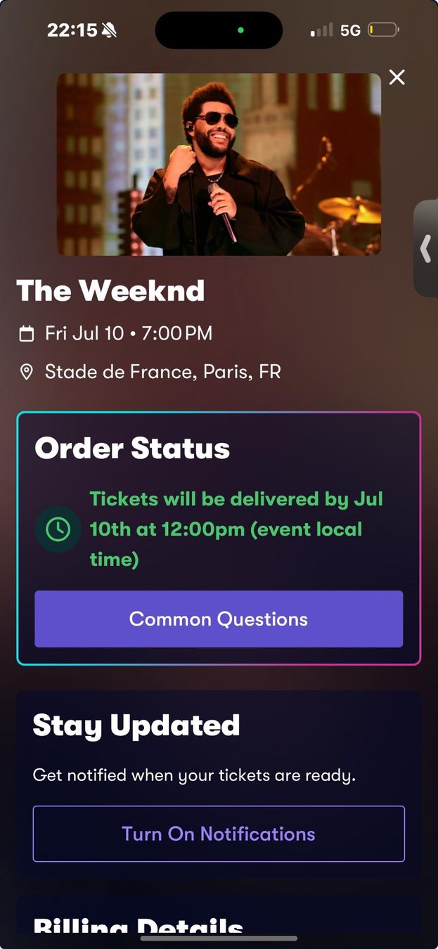 Tickets: The Weeknd Tickets 10 Juli 2026 – Gebraucht aus Zürich von kri_hy6t