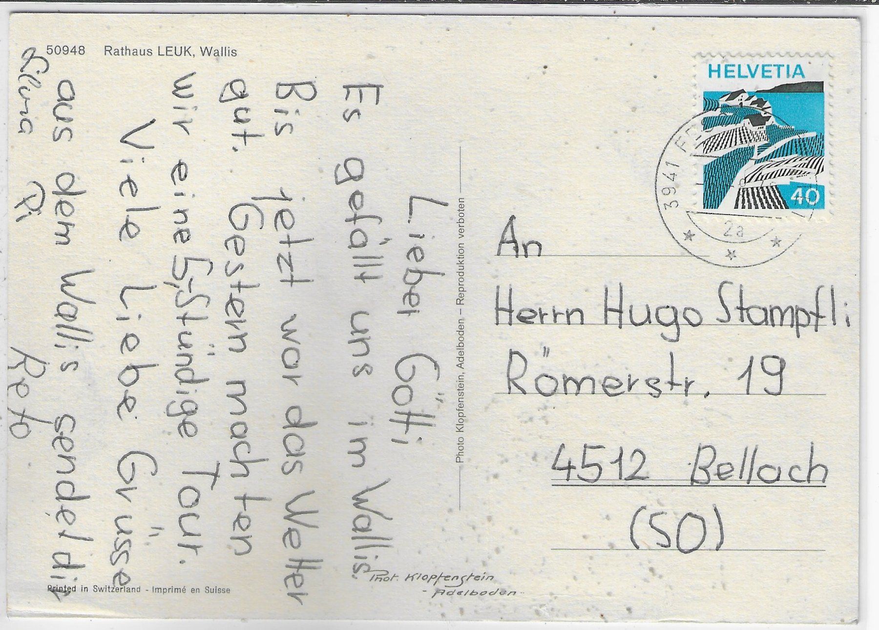 Cartoline postali: Rathaus Leuk VS – Usato da Ettingen venduto da Kartenplanet 1