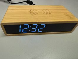 Bamboo Wireless Charger und Uhr Wecker