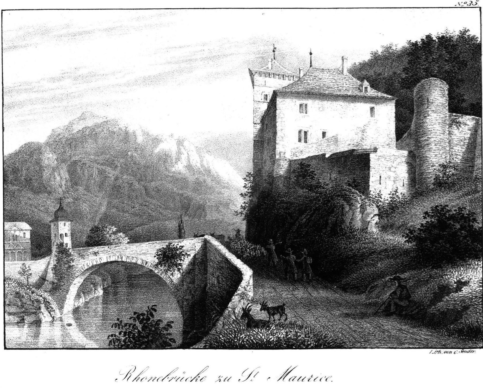 Stiche: St. Maurice seltene Lithographie 1840 – Gebraucht aus Rafz von Helvet32 1