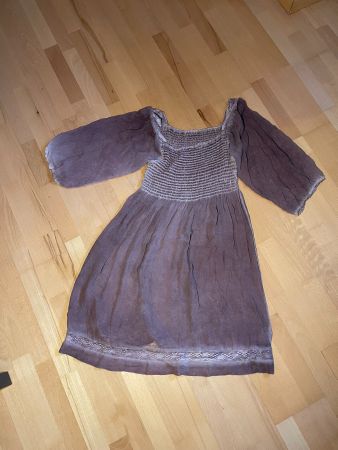 Violettes Sommerkleid Nile, Gr. XL, 100% Seide, transparent