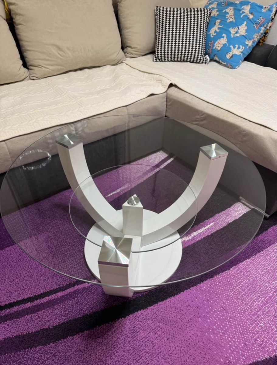 Tavoli: Table basse ronde verre et structure blanche design – Usato da Lausanne venduto da ril_rql2 1