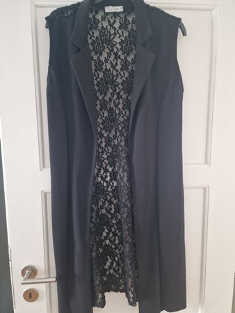 Elegante schwarze Weste mit Spitze - Gr. XL - Top Zustand!