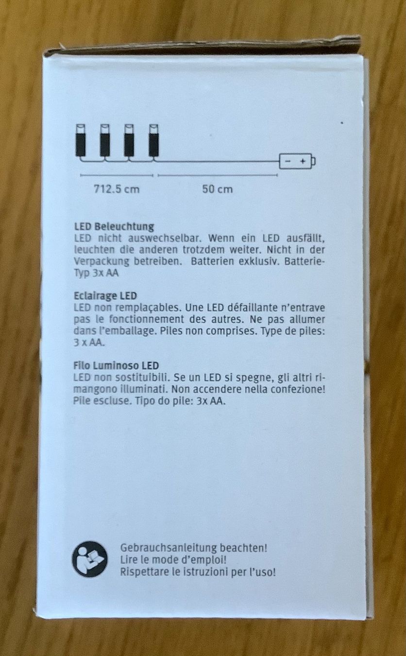 Migros Ghirlande e barre luminose: LED Lichterkette 96 LEDs, warmweiss, 7.5m – Nuovo (secondo la descrizione) da Adliswil venduto da Urspirit 3