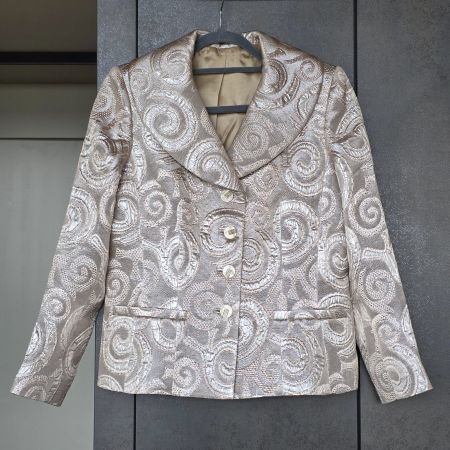 🐸 GROSS COUTURE KURZJACKE ELEGANT BEIGE SILBER TOP ZUSTAND