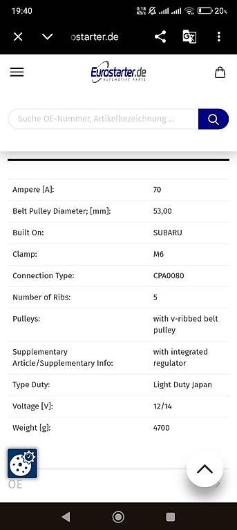 Tutti pezzi di ricambio auto: Alternator Subaru  – Usato da Umiken venduto da ced_5rvk 1