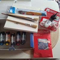 Arty's Plus,Mal Kasten&Kristallsalz Set Pinsel Leinwand neu