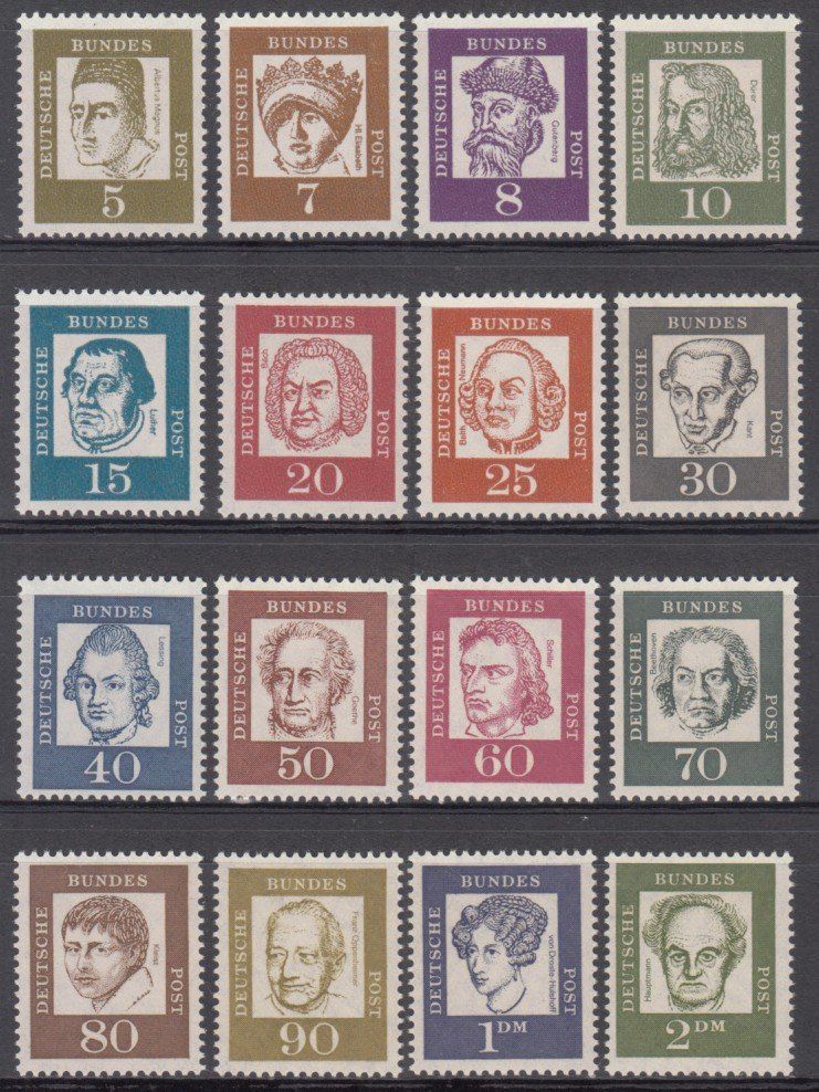 Tutti i francobolli: BRD Mi 347 - 362 postfrisch – Usato da Bürglen TG venduto da StampGraf