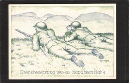 Einheitskarte Grenzb. 1939/40,Schützen Bat 4,Festung Sargans