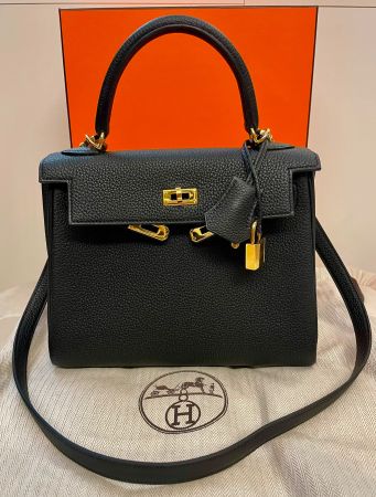 HERMÈS Kelly 25 Schwarz/Gold * NEU 2026 *