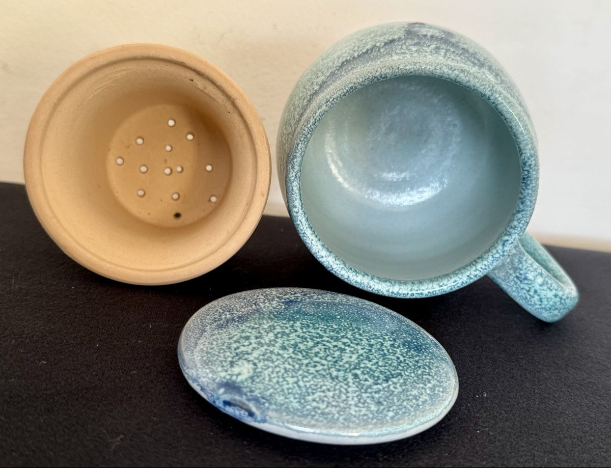 Teiere: Teetasse Keramik türkis mit Sieb und Deckel - NEU - – Nuovo e nell'imballaggio originale da Zürich venduto da Nobs1 2