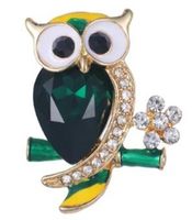 Brosche C-726 – Eule – Emaille und Strass – 2,5 x 3,2 cm