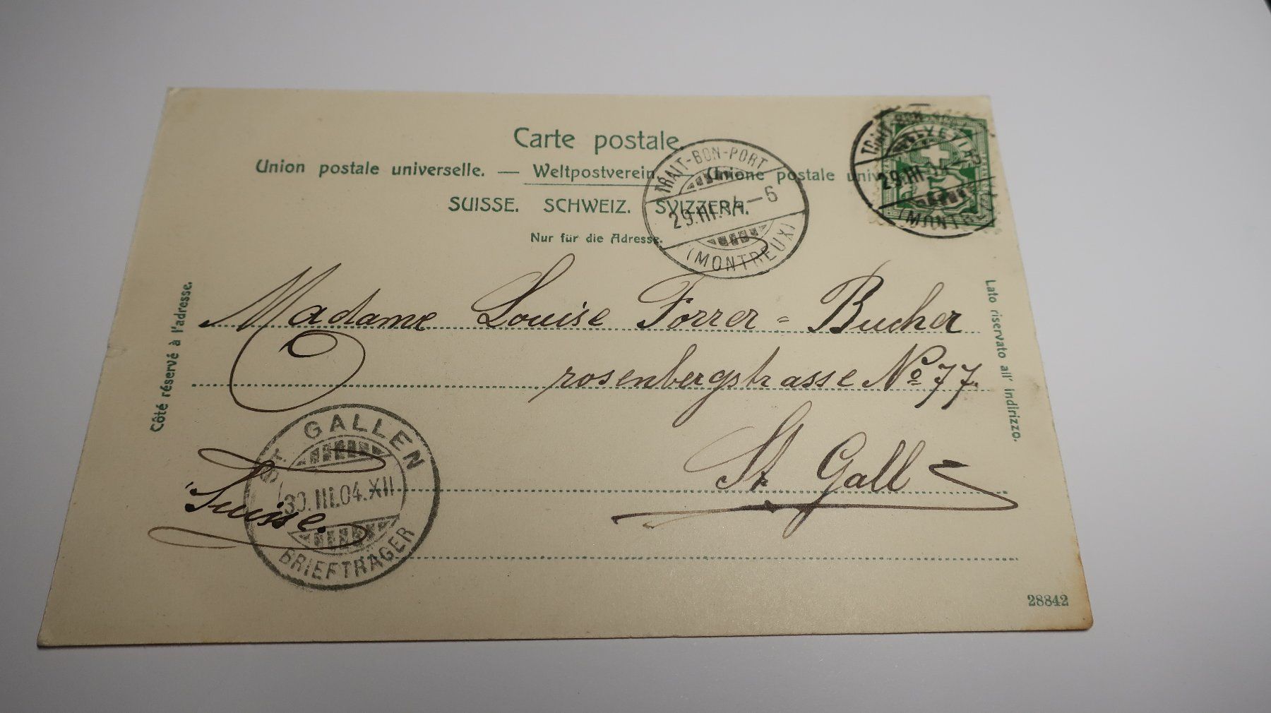 Ansichtskarten: Montreux Grand Rue  1904 – Gebraucht aus Cormoret von Pascalll2001 3