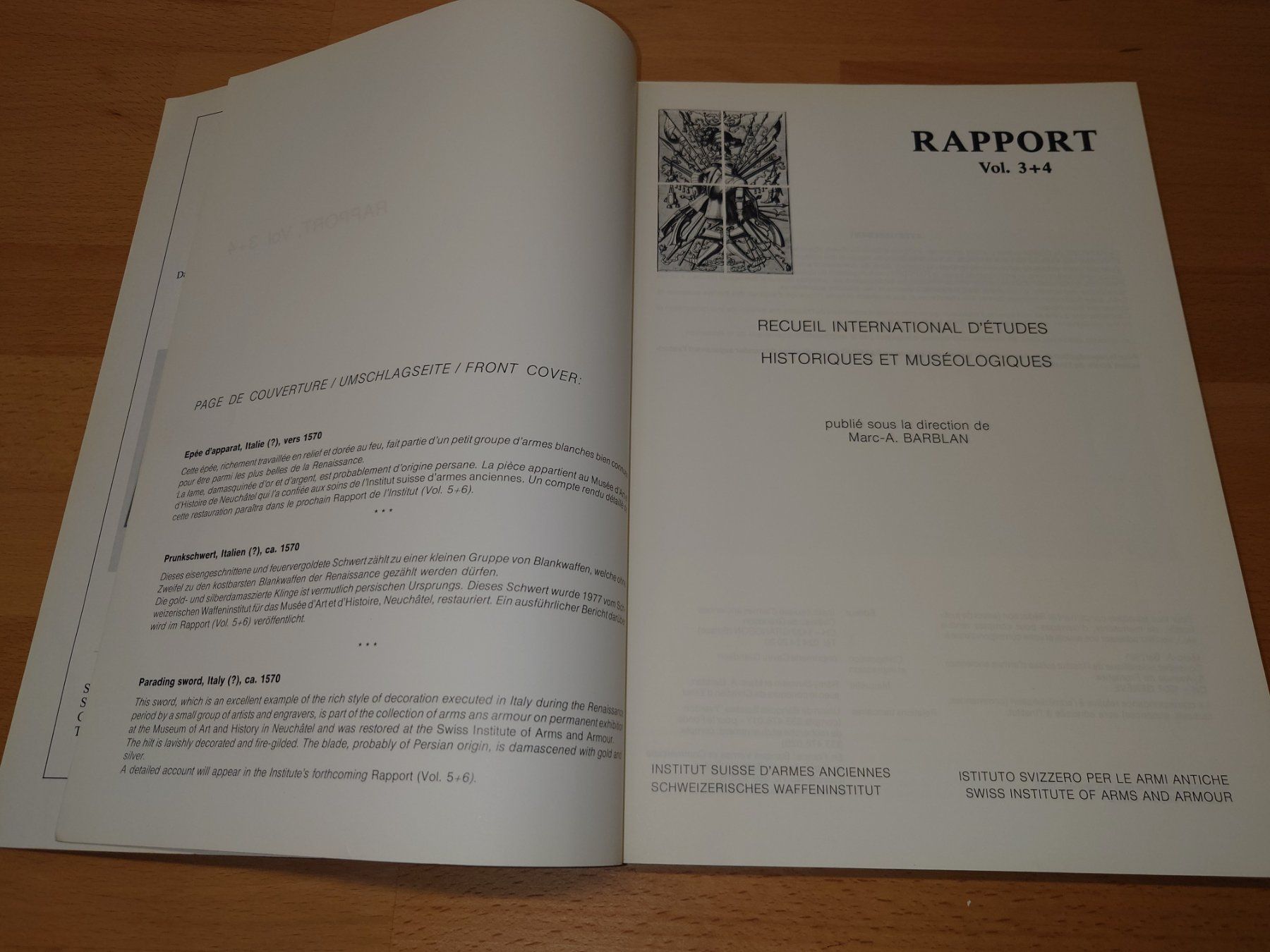 Libri: Schweizerisches Waffeninstitut. RAPPORT 1 & 2 / 3 & 4. RAR. – Usato da Zürich venduto da Rst7 4