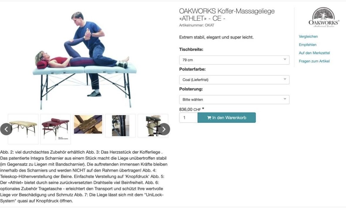 Kosmetik-& Massageliegen: OAKWORKS - Massageliege schwarz – Gebraucht aus Lüchingen von sg_fm7x