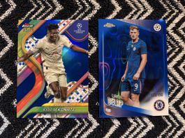 2 Soccer Cards Konate Finest and Delap Chrome Numbered