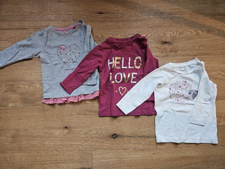 3 Langarmshirts, Gr. 74, Mädchen, Top Zustand.