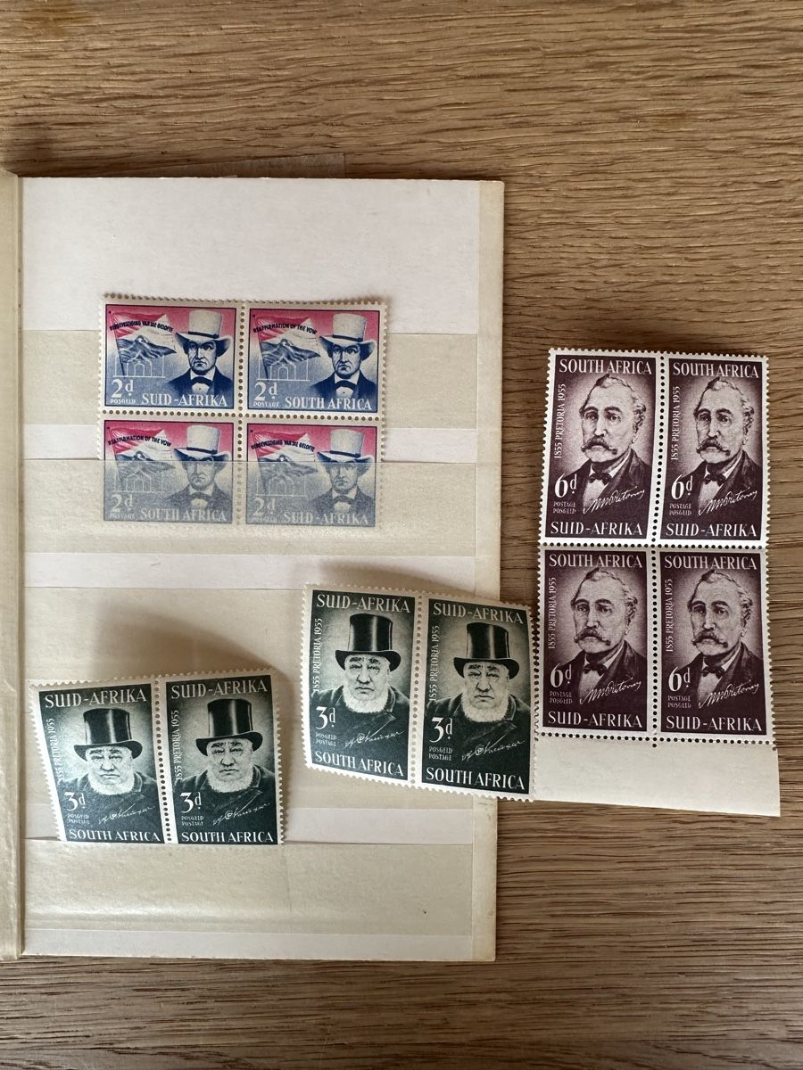 Alle Briefmarken: Südafrika - 1955 **  2x 4er Block, 2x 2er Block – Gebraucht aus Schmitten / FR von Samsara169