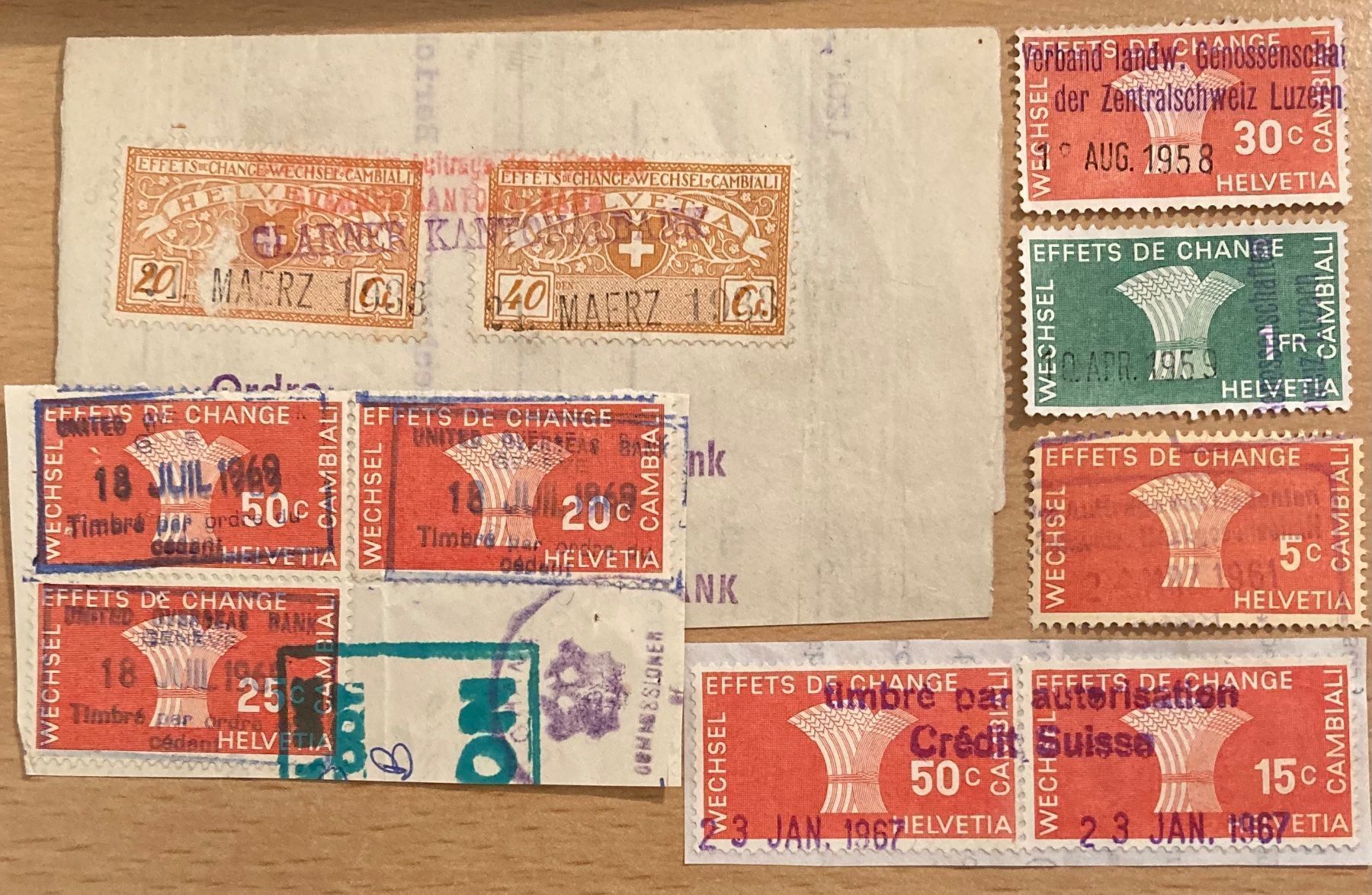 Tous les timbres: 10 Wechsel-Marken Effets de Change – D'occasion à Hunzenschwil par zibu88