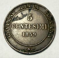 5 Centesimi 1859 Toscana coin good condition