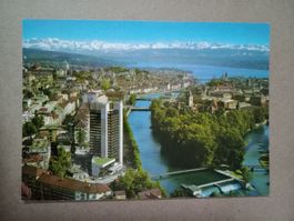 Ak Zürich Flugaufnahme mit Limmat Sihl Hotel Zürich
