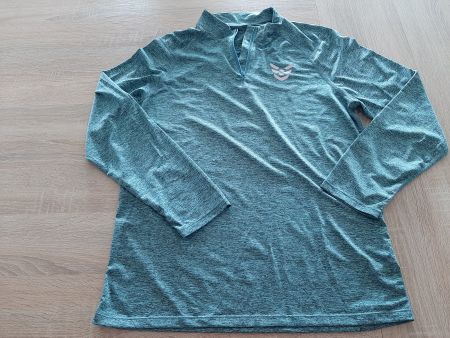 Sportshirt mit Reissverschluss blau-türkis meliert, Gr. L