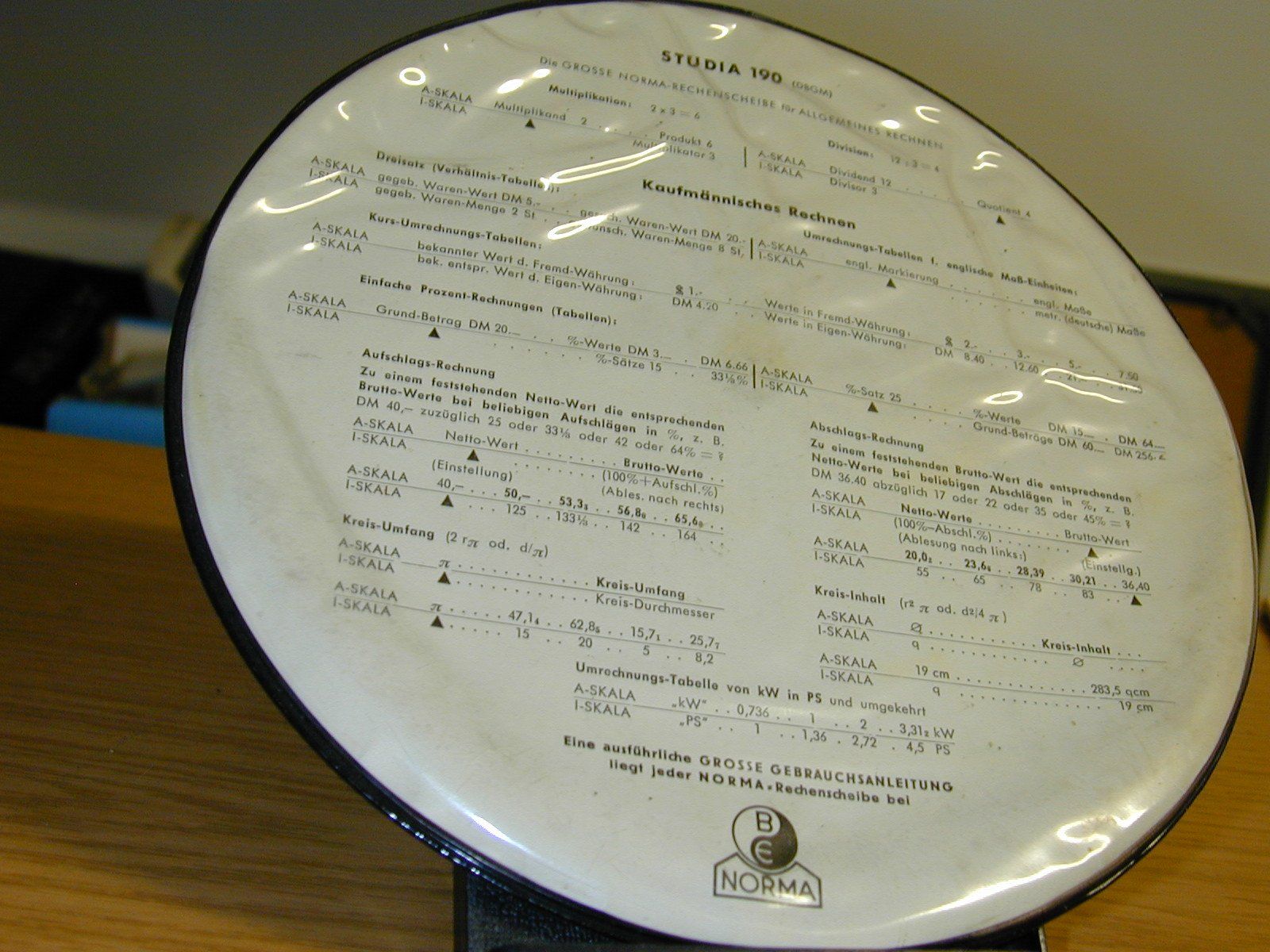 Calcolatrici tascabili: NORMA STUDIA   RECHENSCHEIBE, CIRCULAR SLIDE RULE – Usato da Oberursel venduto da swinger-ecki 5