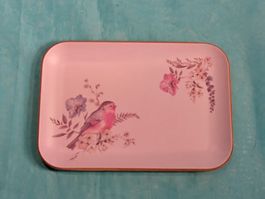 Serviertableau, Vogel und Blumen, Grund: Weiss