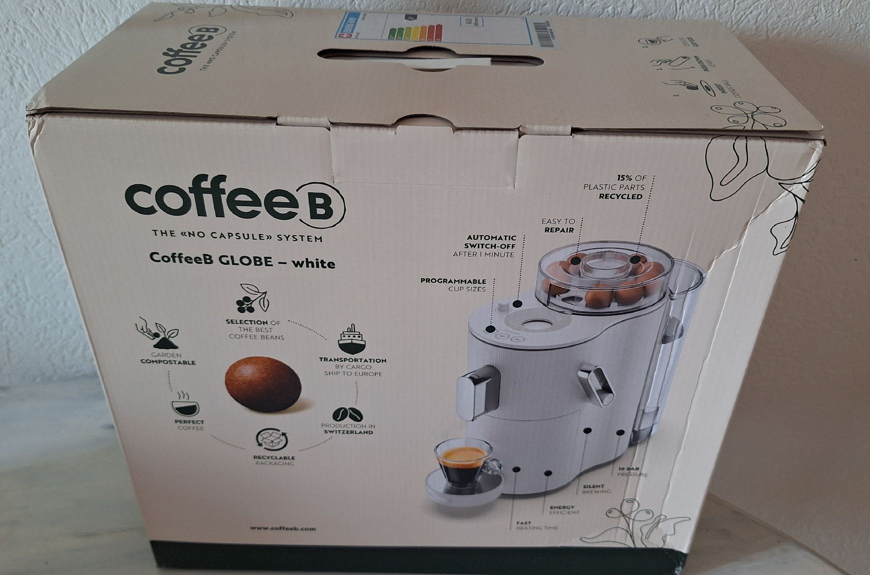 Coffee B Kaffeemaschinen & Espressomaschinen: Coffee B GLOBE white mit 6 Kaffee Kapseln OVP – Neu und originalverpackt aus Weier im Emmental von GoldvorkommenSchweiz