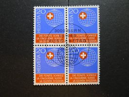 1966 Nr. 443 + 444 im 4er Block mit ET-Stempel