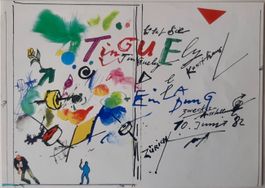 JEAN TINGUELY " carton d'invitation " - Musée Zurich 1982 -