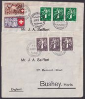 1939, Z25a+Z26a auf Brief nach England, Kat: 100.-+ LANDI ZH