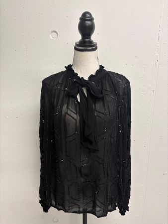 Mos Mosh transparente Bluse Viskose S Pailletten Schluppe