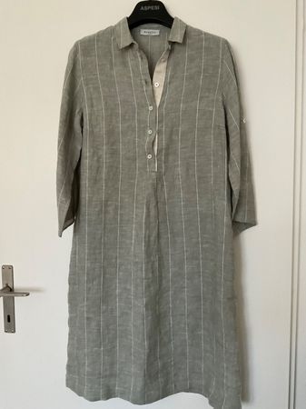 ROSSO35 100% Leinen Kleid Gr 34 / 36 it. 40 grau NEU