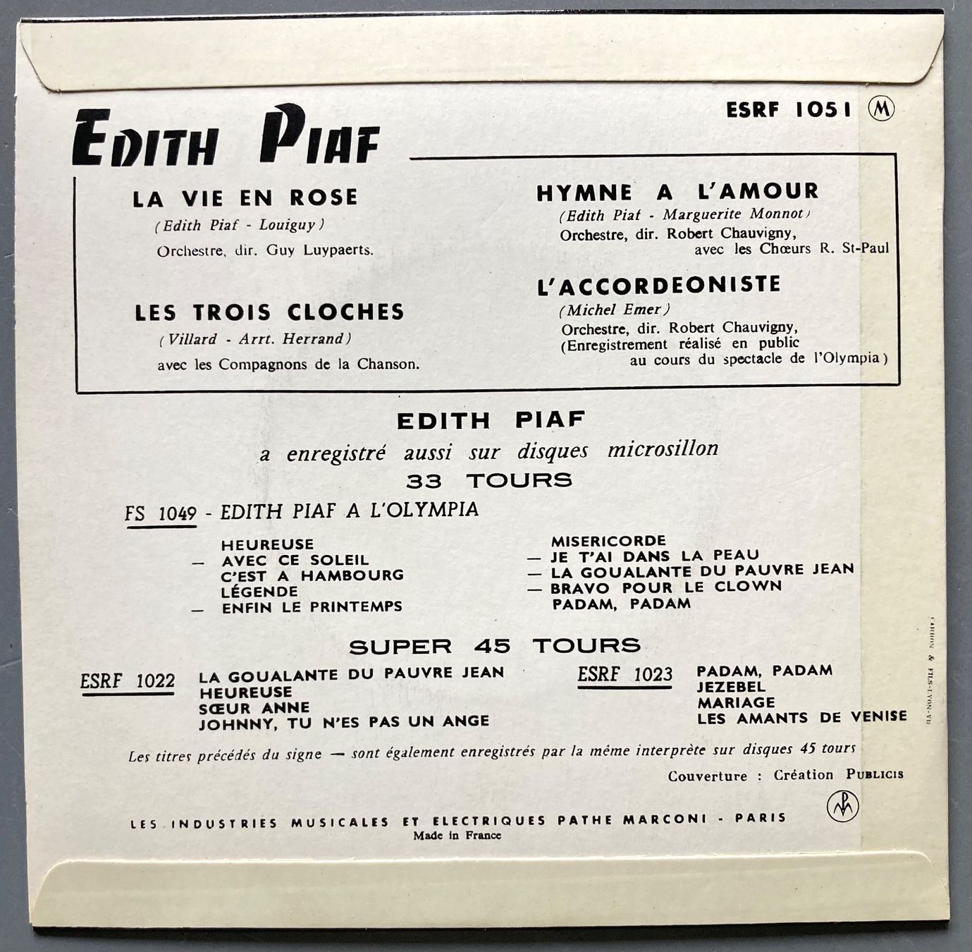 Dischi in vinile: EDITH PIAF - LA VIE EN ROSE – Usato da Poliez-Pittet venduto da Newtown-Records 1