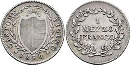 Ticino: Mezzo Franco 1835 (Silber) +++ TOP +++