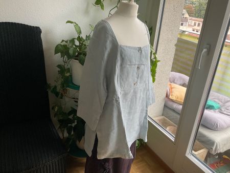 Géniale tunique OSKA comme neuve, t. L, 100% lin, gris vert