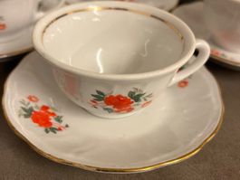 Vintage Kaffeetasse mit Untertasse, Set 6 stk