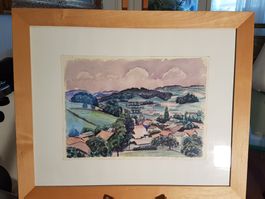 Aquarell "Züri-Unterland" von K. Somogyi (1976)