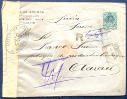 1917 Spanien R- Zensurbrief mit Siegel / Madrid - Aarau