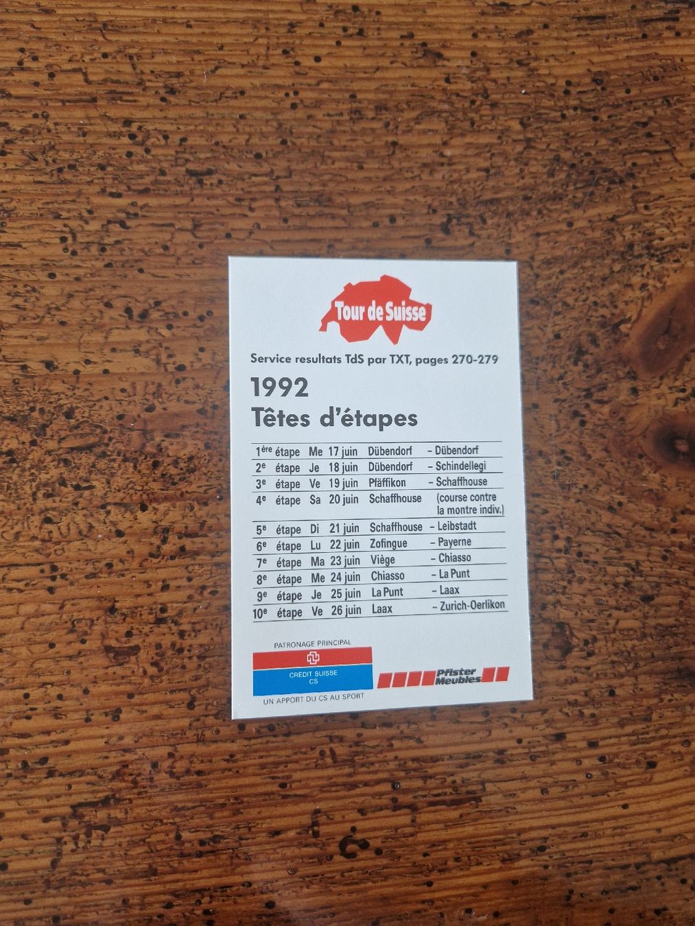 Carte collezionabili: Antiker Tour de Suisse Flyer 1992 – Usato da Teufen AR venduto da trueblue84 1