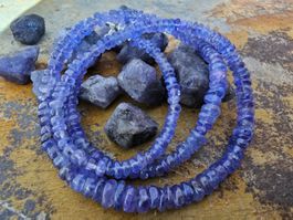 Tansanit kette Silber 925 Rondelle mit Nachweis echt blau