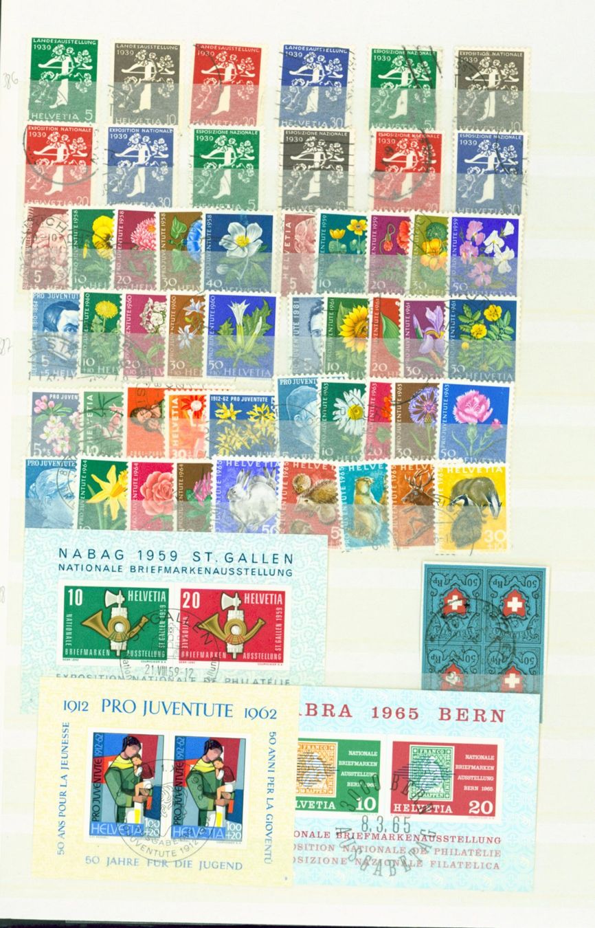 Alle Briefmarken: CH Sammlung mit Blocks 2 Seiten (C258) – Gebraucht aus Seuzach von Harri19 1
